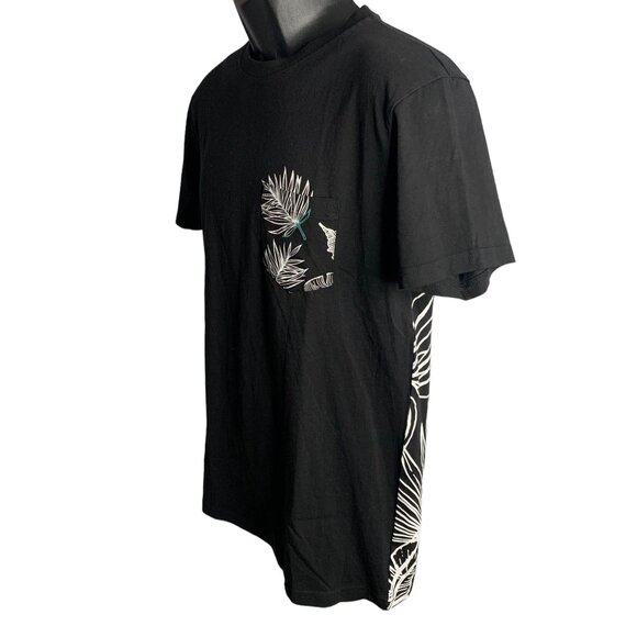 Craft & Flow Crewneck Graphic T Shirt S Black Leaves Short Sleeves Pocket NEW - Picture 3 of 6